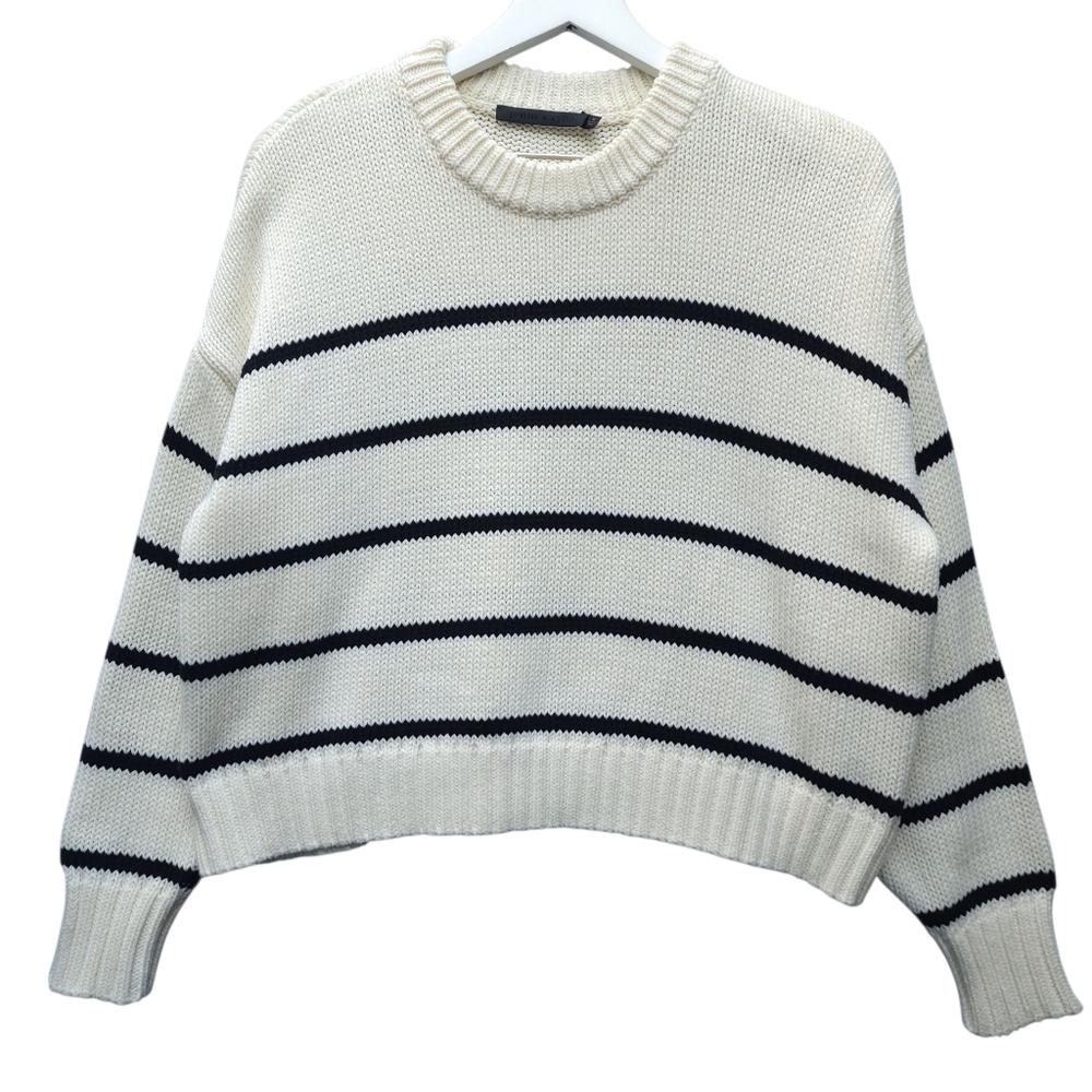 Jenni Kayne Chloe Ivory Black Stripe Crewneck - Picture 4 of 9